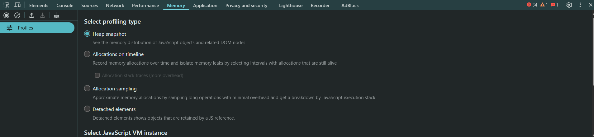 Memory Google Chrome Developer Tools (DevTools)
